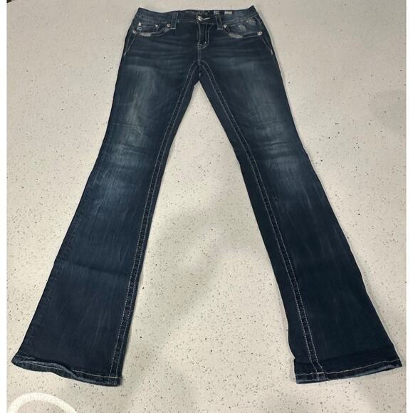 MISS ME Jeans Womens Size 29 Signature Boot Cut Blue Denim Mid Rise Pants - Picture 1 of 4